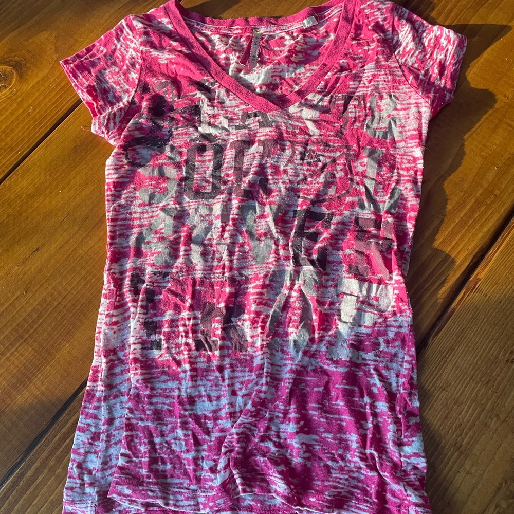 Heart soul forever true hot pink see through t shirt LEI size medium
